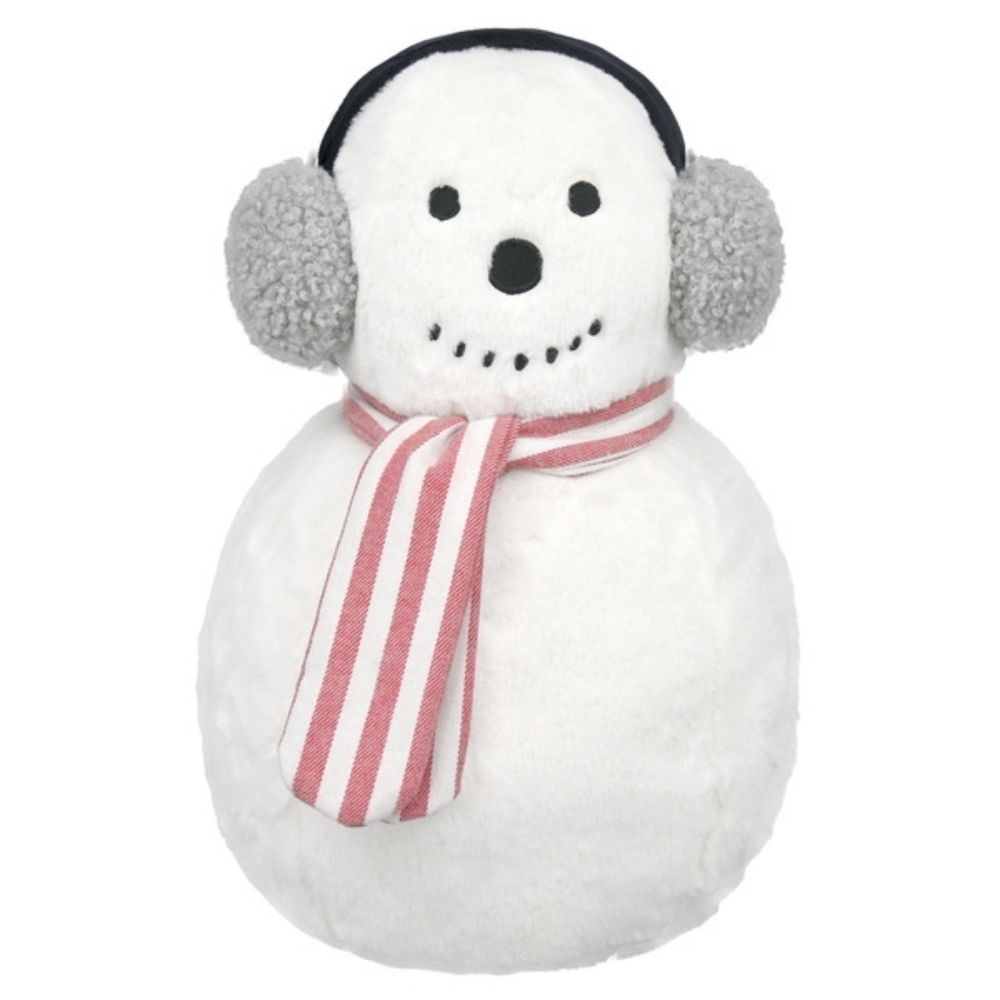 White and Gray Holiday Snowman Pillow
